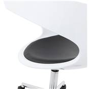 Chaise de bureau à roulettes design 'Neptune' blanche et noire pied en métal chromé