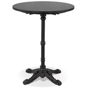 Petite table ronde de bistrot 'ANTIK' en pierre noire effet marbre pied central rond noir - Ø 60 cm