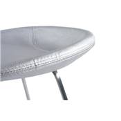 Tabouret de bar design 'Comète' gris argenté avec pieds tréteaux en métal chromé