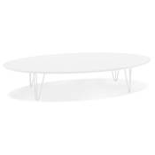 Grande table basse style industriel ovale 'DANA' blanche en bois pieds en métal blanc - 110 x 80 cm