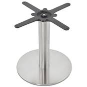 Table basse ronde lounge 'KARA MINI' blanche en bois et pied central en acier brossé - Ø 90 cm