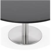 Table basse ronde lounge 'KARA MINI' noire en bois et pied central en acier brossé - Ø 90 cm