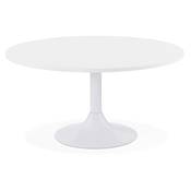 Table basse ronde lounge 'MONA MINI' blanche et pied tulipe central en métal blanc - Ø 90 cm