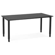 Table / bureau droit design 'VANIA' en bois noir pied central en métal noir – 160 x 80 cm
