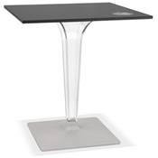Table carrée intérieur / extérieur 'RAMO' noire pied central transparent et gris - 80 x 80 cm