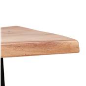 Table console style industriel 'HIGH BARNE' bois massif pieds tréteaux en métal noir - 130 x 45 cm