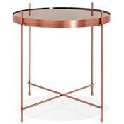 Table d'appoint guéridon pliable 'SMALL ELEMENTO' plateau miroir 4 pieds en métal cuivré - Ø 40 cm