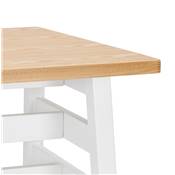 Table bar Mange-debout design 'BARAS' bois massif naturel non traité pied métal blanc - 150 x 60 cm