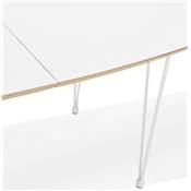 Table / table de réunion extensible 'RYM' blanche 4 pieds métal blanc - 170(270) x 100 cm