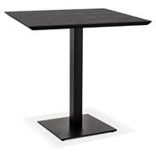 Petite table industriel carré 'FERRO' en bois noir pied central en métal noir – 68 x 68 cm
