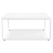 Table de réunion / bureau bench design 'MEET' blanc en bois pieds en métal blanc - 160 x 160 cm