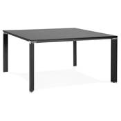 Table réunion / bureau bench design 'BIG AFER' bois noir pieds métal noir et chromé - 140 x 140 cm
