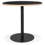 Table de salle à manger ronde industriel 'GASTE' noire en bois pied central rond en métal noir - Ø 80 cm