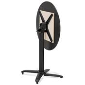 Table de salle à manger ronde pliante industriel 'BARRA 2.0' bois noir pied central en métal noir – Ø 68 cm