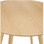 Table / table de réunion scandinave ronde 'SMALL SOLNÄ' plateau et 4 pieds bois naturel – Ø 90 cm