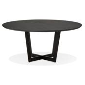 Grande table scandinave ronde 'BIG VÄN' plateau en bois noir et pieds en métal noir - Ø 120 cm
