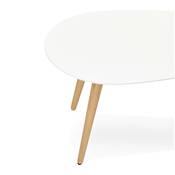 Tables basses scandinaves gigognes ovales 'Sisko' plateau bois blanc 3 pieds en bois - 116 x 66 cm