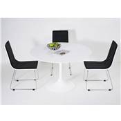 Table / table de réunion 'Tulipe' blanche plateau bois laqué pied central fibre de verre – Ø 120 cm