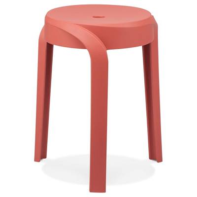 Tabouret bas design de style moderne empilable 'FIORI' en resine rouge