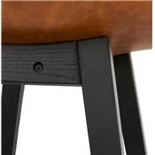 Tabouret de bar design 'CHAIRMAN BLACK EDITION' marron avec 4 pieds en bois noir dossier haut