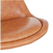 Tabouret de bar réglable design 'BAROK' pivotant marron pied repose pieds en métal noir dossier haut