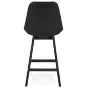 Tabouret de snack mi-hauteur 'CHAIRMAN MINI BLACK EDITION' tissu noir 4 pieds bois noir dossier haut