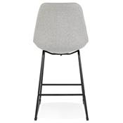 Tabouret de snack mi-hauteur 'GUSTO MINI' tissu gris clair pieds tréteaux métal noir dossier haut