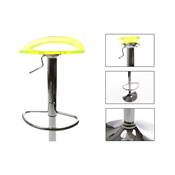 Tabouret de bar réglable design 'Leo' pivotant en plexiglass jaune pied central en métal chromé