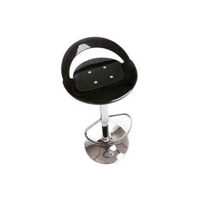 Tabouret de bar réglabe design 'Leo' pivotant en plexiglass noir pied central en métal chromé