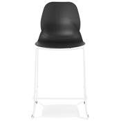 Tabouret de snack mi-hauteur empilable 'GREAT MINI' noir pieds tréteaux en métal blanc dossier haut
