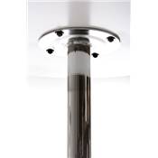 Table de bar haute design ronde ‘Bistro’ blanche avec pied central en métal chromé