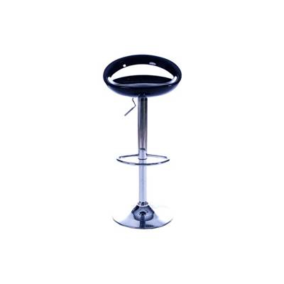 Tabouret de bar réglable design 'Romeo' pivotant noir avec pied central en métal chromé