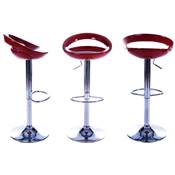 Tabouret de bar réglable design 'Romeo' pivotant rouge avec pied central en métal chromé