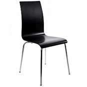 Chaise design 'Léa' en bois noir avec 4 pieds chromé