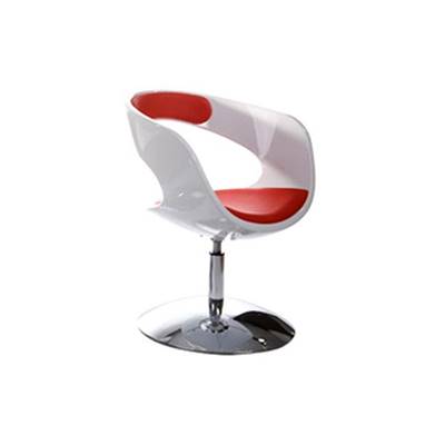 Fauteuil design 'Neptune' pivotant rouge et blanc pied central en métal chromé