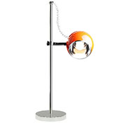 Lampe à poser design 'Globo' abat-jour rond orange structure et socle en métal chromé