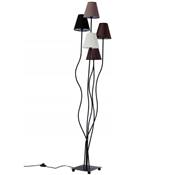 Lampadaire moderne 'Mocca Cinque' 5 abats-jours en tissu multicolors coniques et 5 pieds en métal