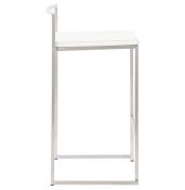 Tabouret de snack mi-hauteur empilable carré 'Iron Mini' blanc pieds en métal brossé dossier bas