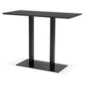 Table de bar haute design 'Tvillin Black' bois noir double pied central en fonte noir – 150 x 70 cm