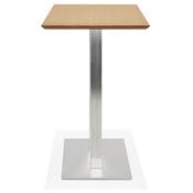 Table de bar haute design 'Tvillin' en bois naturel double pied central métal brossé – 150 x 70 cm