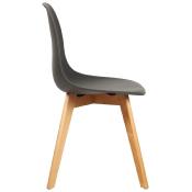 Chaise scandinave 'Karl' noire avec 4 pieds en bois naturel - Lot de 4