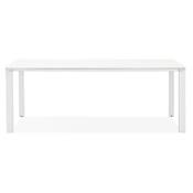 Grand bureau direction droit 'AFER GLASS XL' verre blanc pieds métal blanc et chromé – 200 x 100 cm