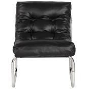 Fauteuil lounge 'Capiton' noir pieds en métal chromé