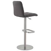 Tabouret de bar réglable 'Klubb' capitonné pivotant tissu gris foncé pied en acier brossé et dossier haut
