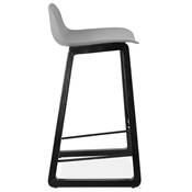Tabouret de snack mi-hauteur design 'Skala Black Edition' gris pieds tréteaux bois noir dossier bas