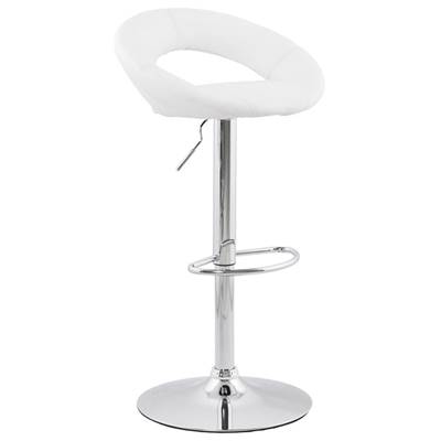 Tabouret de bar réglable design 'Kendo' pivotant blanc pied et repose pieds métal chromé dossier bas
