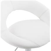 Tabouret de bar réglable design 'Kendo' pivotant blanc pied et repose pieds métal chromé dossier bas