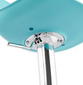 Tabouret de bar réglable design 'Sohoye' pivotant bleu pied et repose pieds chromé dossier haut