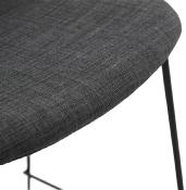 Tabouret de snack mi-hauteur empilable design 'Verk Mini' tissu gris foncé 4 pieds métal noir dossier haut