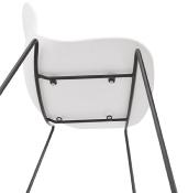 Tabouret de bar empilable design 'Great' blanc 4 pieds en métal noir dossier haut